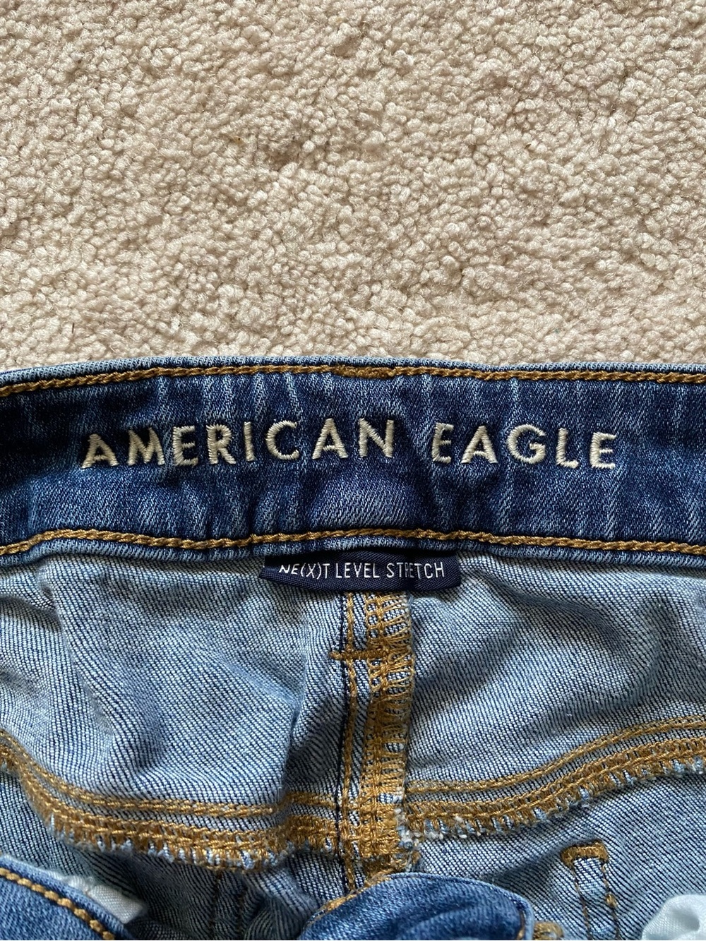 American Eagle Outfitters Dark Blue Distressed Skinny Jeans - Picture 3 of 7